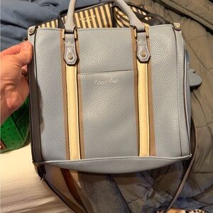 Calvin Klein Collection Blue and Cream Crossbody Bag